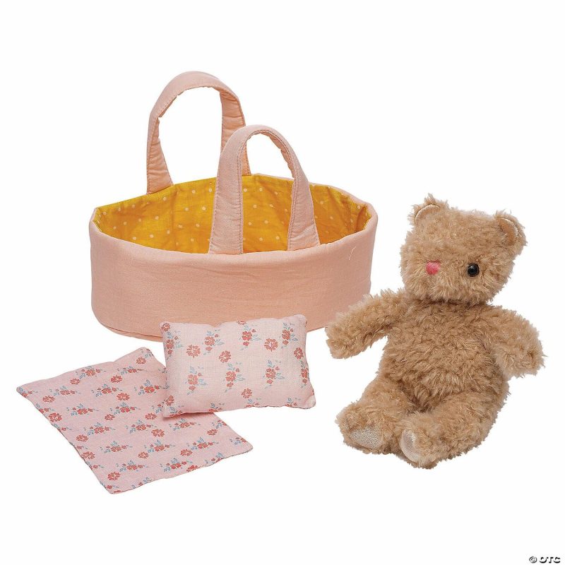 Pretend Play | Manhattan Toy Moppettes Bea Bear Stuffed Animal In Bassinet Early Learning Pretend Play