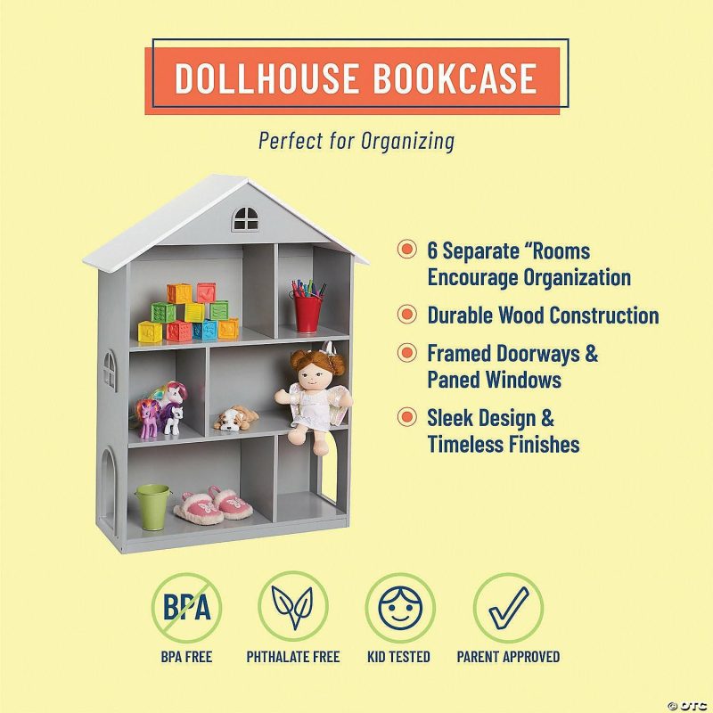 Storage & Organization | Wildkin Dollhouse Bookcase Gray Home Storage & Organization