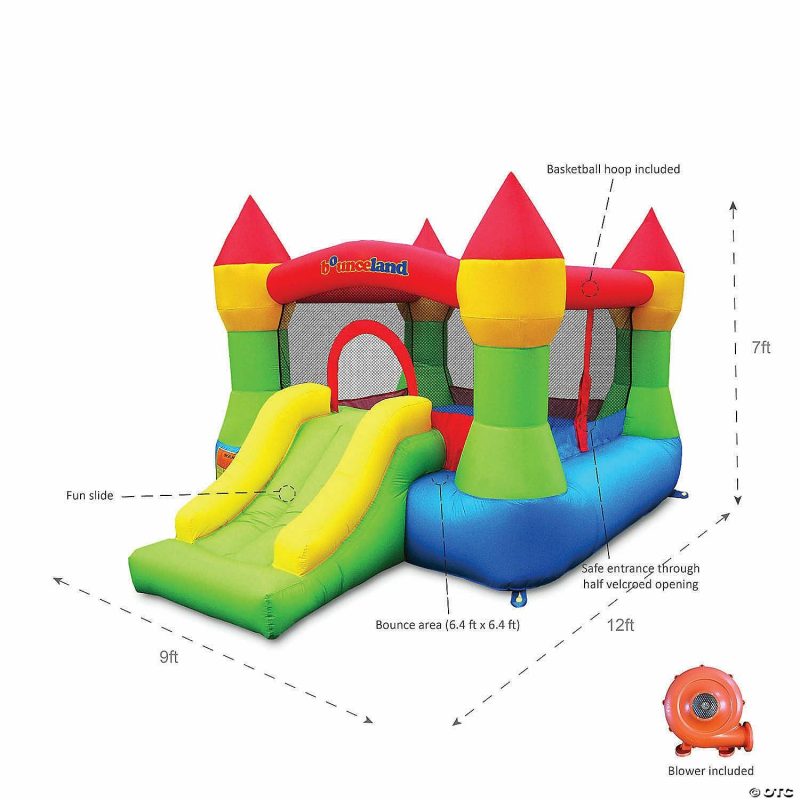 Water Toys | Bounceland Castle Bounce House With Hoop And Slide Active Play Water Toys