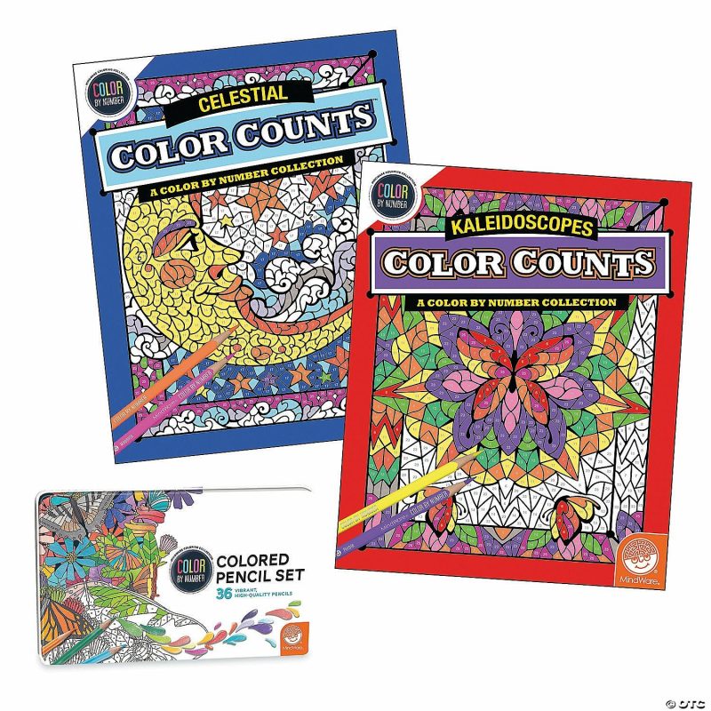 Coloring Books | Color By Number Color Counts: Set Of 2 With 36 Pencils Coloring Books Coloring Books