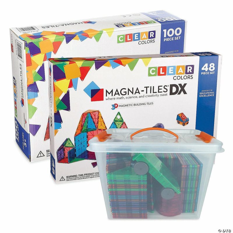 Creative Construction | Magna-Tiles® 148-Piece Magnetic Construction Set With Free Storage Bin Building Sets Creative Construction