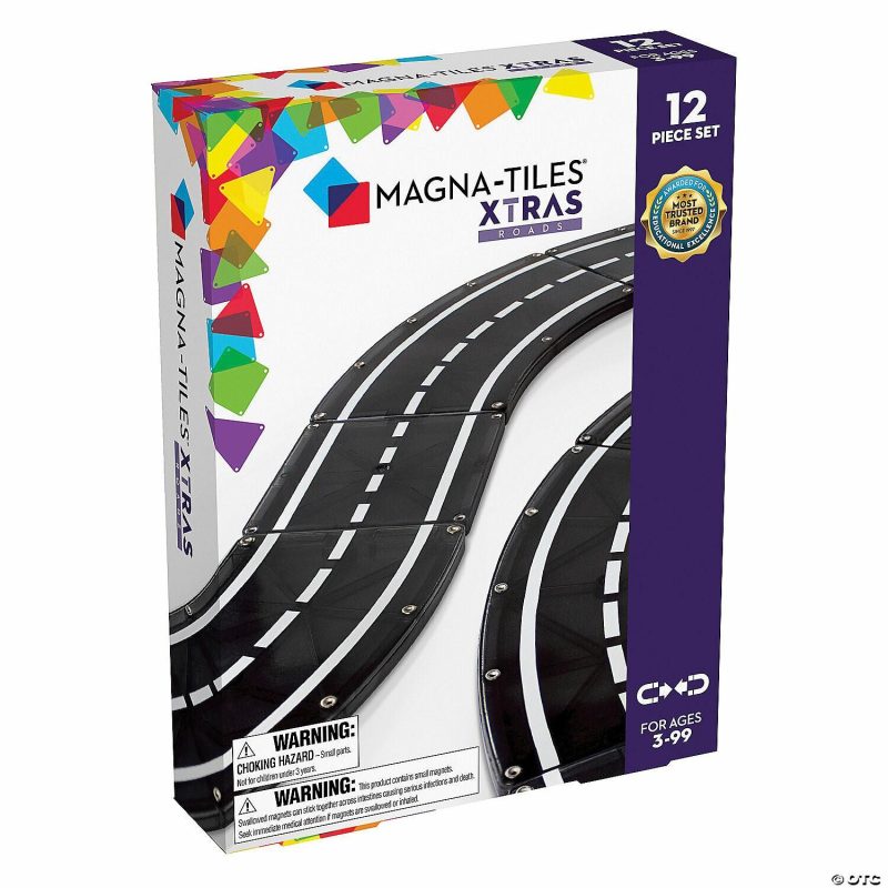 Creative Construction | Magna-Tiles® Xtras: Roads 12-Piece Magnetic Construction Set, The Original Magnetic Building Brand Building Sets Creative Construction