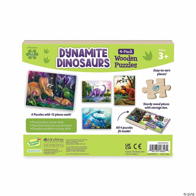 Hands-On Puzzles | Dynamite Dinosaurs & Merry Mermaids Wooden Puzzles Set Of 2 Brain Teasers & Puzzles Hands-On Puzzles