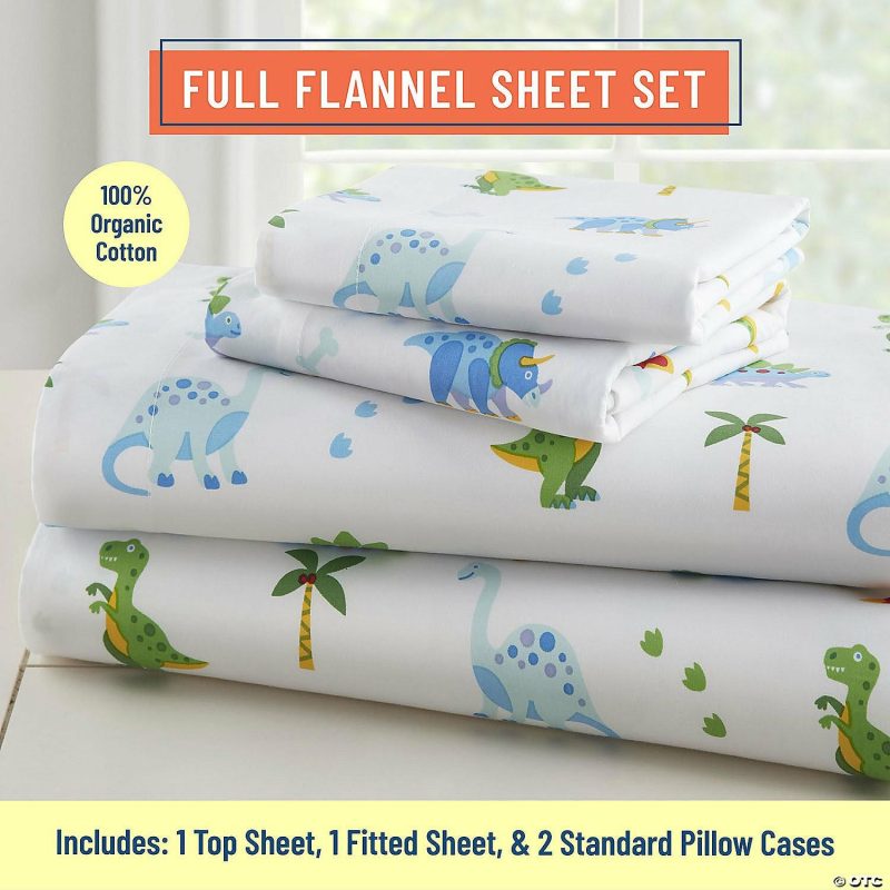 Bedding & Blankets | Wildkin Dinosaur Land 100% Organic Cotton Flannel Sheet Set – Full Bedding & Blankets Bedding & Blankets