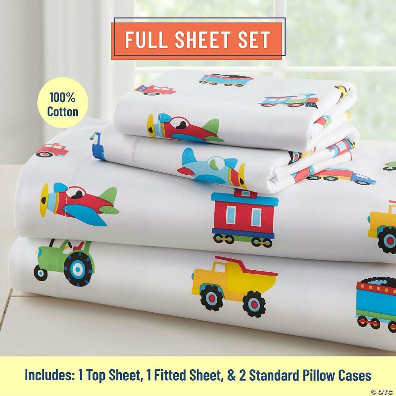 Bedding & Blankets | Wildkin Trains, Planes & Trucks 100% Cotton Sheet Set – Full Bedding & Blankets Bedding & Blankets