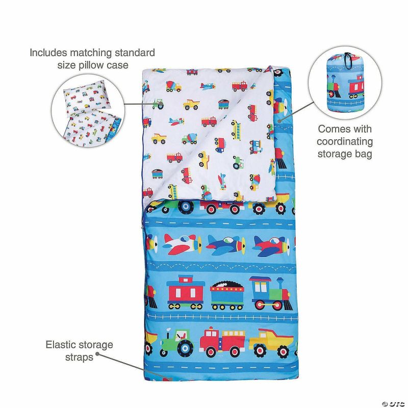 Bedding & Blankets | Wildkin Trains, Planes & Trucks Microfiber Sleeping Bag W/ Pillowcase Bedding & Blankets Bedding & Blankets