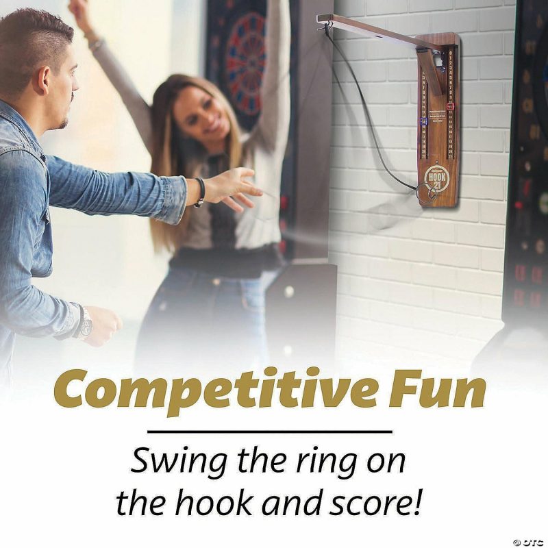 Outdoor Play | Gosports Hook21 Ring Swing Game Brown – Indoor Or Outdoor Ring Toss Game With Foldable Arm Active Play Outdoor Play